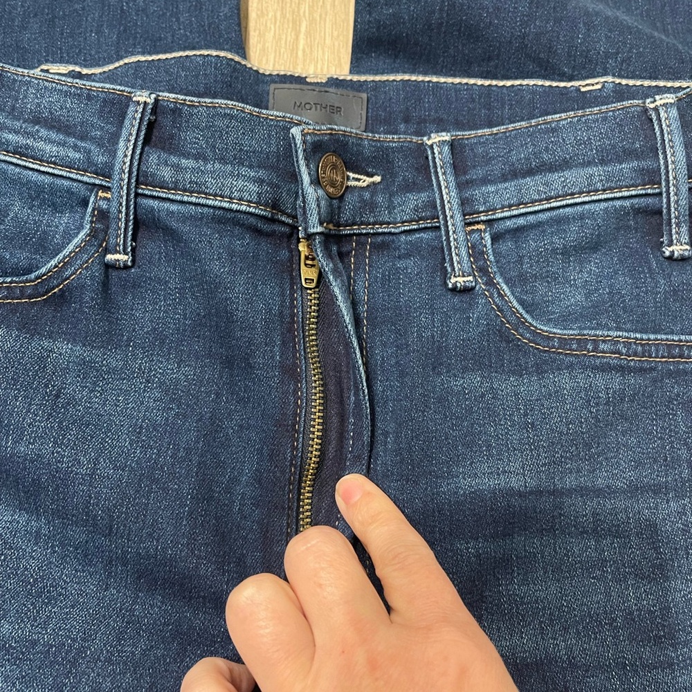 Mother The Hustler Roller Heel High Waisted Wide Leg 70’s Blue Jeans 33” Sz 26/4 - Picture 14 of 16